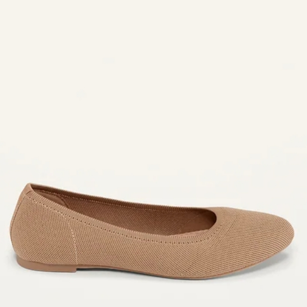 Knit Almond-Toe Ballet Flats